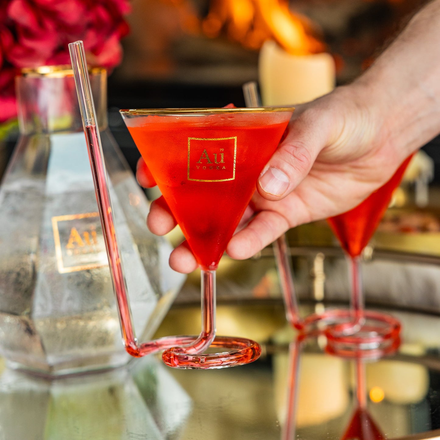 Strawtini Glass - Au Vodka